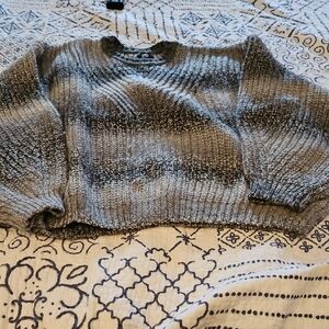 Roots Gray Ribbed Knit Crewneck Sweater